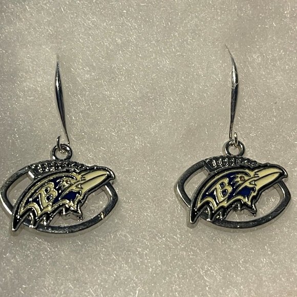 Baltimore Ravens NFL Fashion Dangle Earrings NEW - Picture 1 of 1